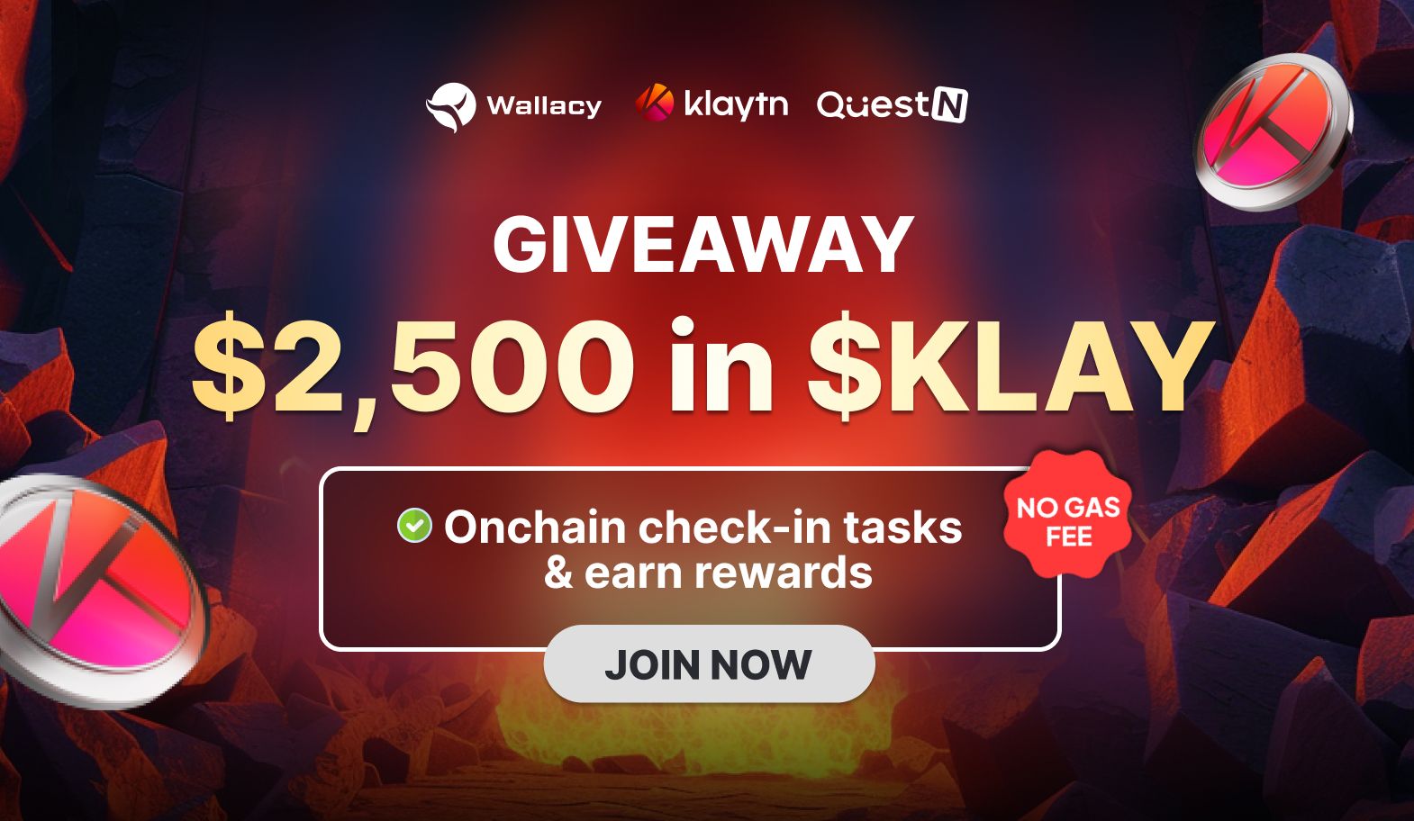 [QuestN] $2,500 in $KLAY Giveaway - Celebrate the Wallacy and Klaytn Partnership
